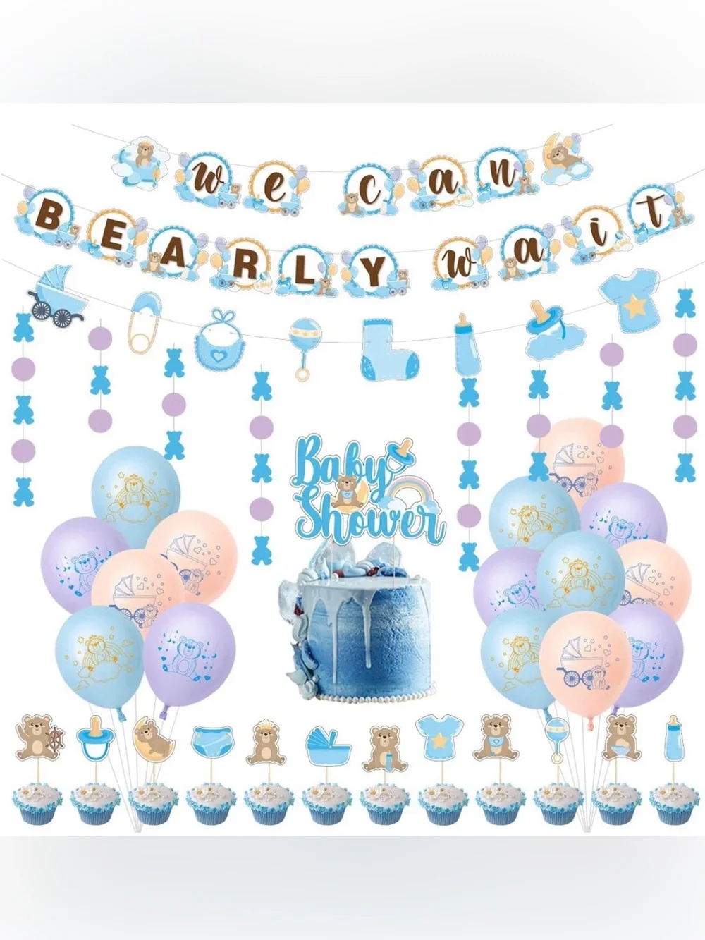 Baby Shower Party Decoration Bundle - WE CAN BEARLY WAIT DECORATION KIT